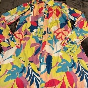 SHEIN Colorful Leaf Print Button-Up Shirt